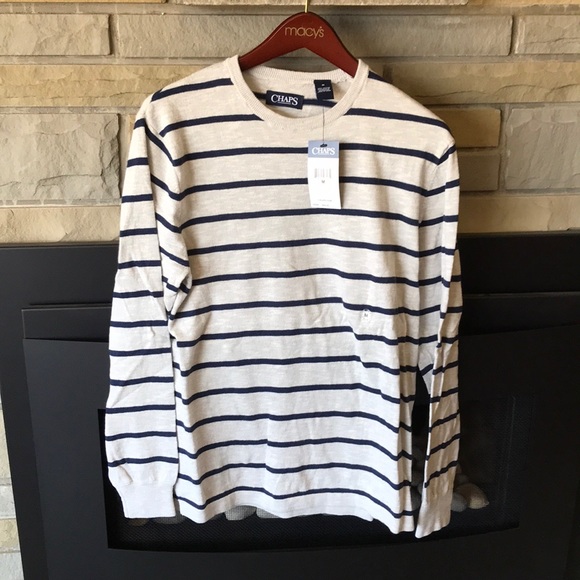 Chaps by Ralph Lauren Preppy Light Gray Sweater, M NWT - Picture 2 of 5